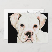 White boxer Original Dog Art Briefkaart (Voorkant / Achterkant)