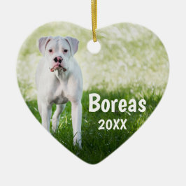 White Boxer Personalized Kerstmis Ornament