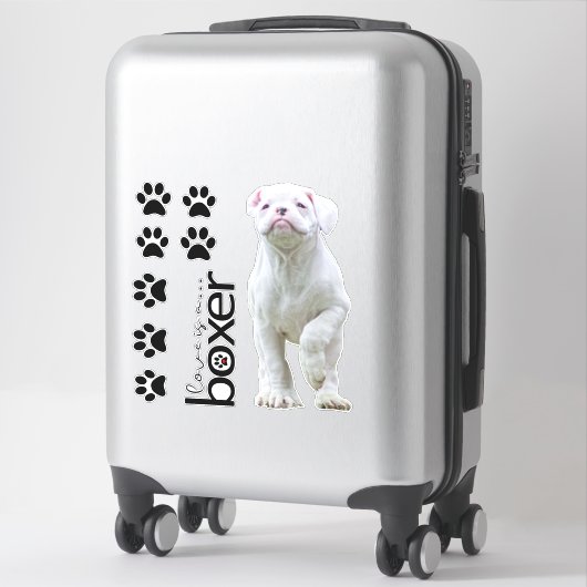 White Boxer Puppy en Dog Paw Stickers (Koffer)
