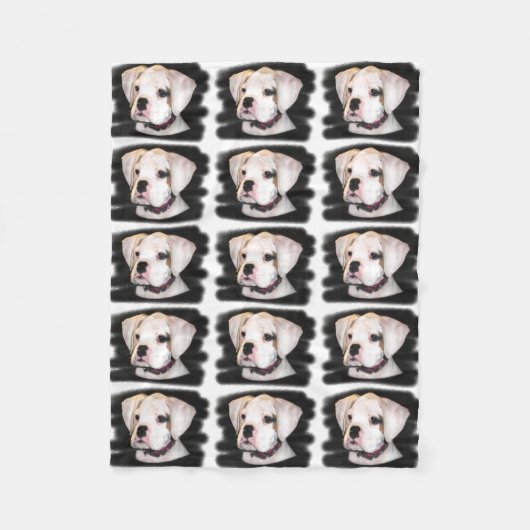 White Boxer puppy Fleece Deken (Voorkant)