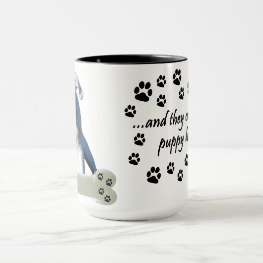 White boxer Puppy Love Paw Add Custom Name Mok (Midden)