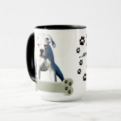 White boxer Puppy Love Paw Add Custom Name Mok (Voorkant links)