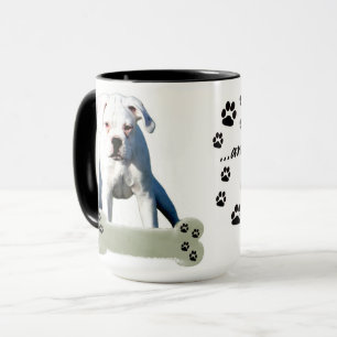 White boxer Puppy Love Paw Add Custom Name Mok