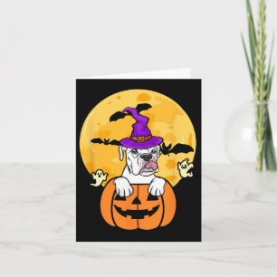 White Boxer Witch Hondenliefhebber Halloween Kostu Kaart