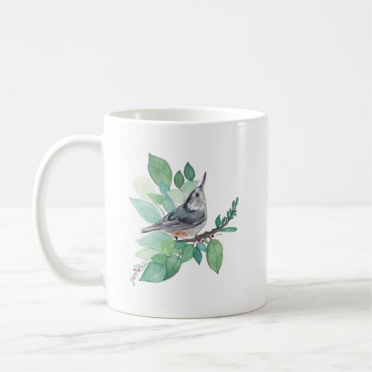 White Breastch Nuthatch Bird Coffee Mok (Links)