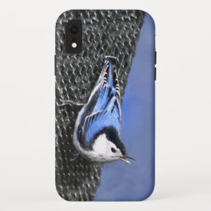 White-Breasted Nuthatch schilderende Originele Bir iPhone XR Hoesje