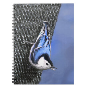 White-Breasted Nuthatch schilderende Originele Bir Notitieboek