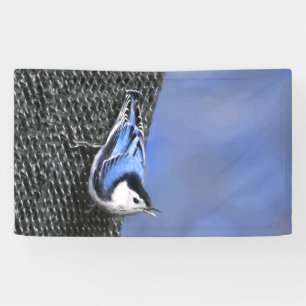 White-Breasted Nuthatch schilderende Originele Bir Spandoek