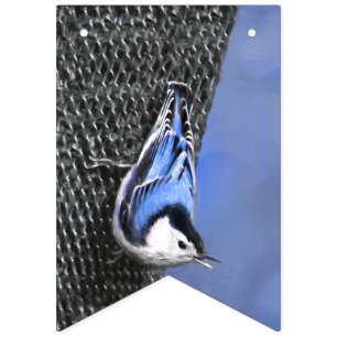 White-Breasted Nuthatch schilderende Originele Bir Vlaggetjes