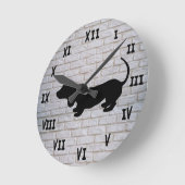 White Brick Dachshund Silhouette Wall klok (Hoek)