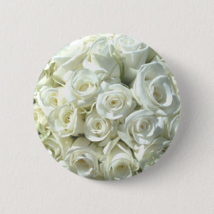 White Bridal Bouquet Button -