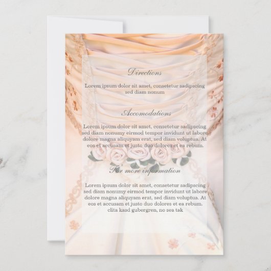 White Bridal Dress met Rozen Wedding Directions Kaart (Voorkant)