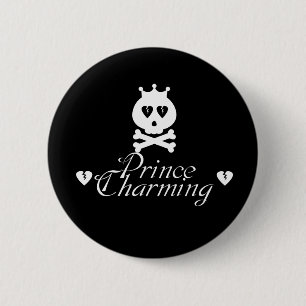 White Broken Heart Prince Charming Button