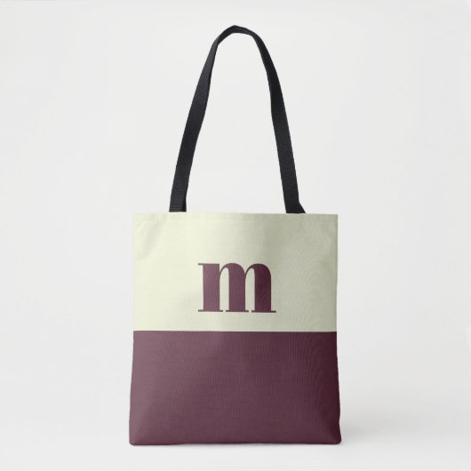 White & brown initial personalized tote bag (Devant)