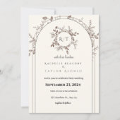 White Brown Rustic Floral Free Wedding Invitation Kaart (Voorkant)