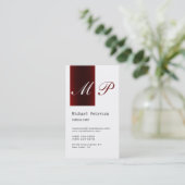 White Browny Red Stripe Monogram Visitekaartje (Staand voorkant)