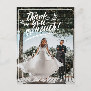 White Brush Script Twigs Harting You Wedding Photo Aankondigingskaart