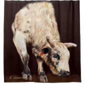 White Bucking Rodeo Bull Douchegordijn (Voorkant)