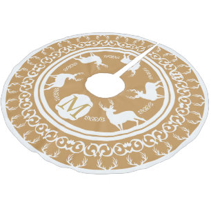 White Bucks Antlers Gold Monogrammed Kerstboom Rok