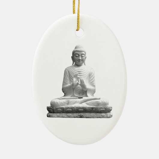 White Buddha Statue Keramisch Ornament (Achterkant)