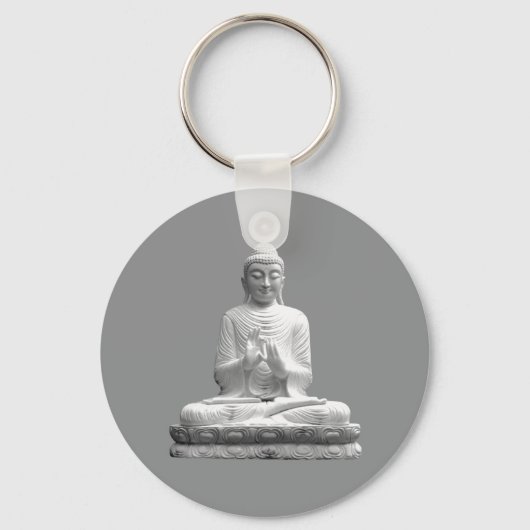 White Buddha Statue Sleutelhanger (Voorkant)