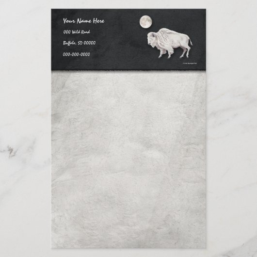 White Buffalo Full Moon Grey Briefpapier (Voorkant)