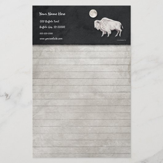 White Buffalo Full Moon Lined Briefpapier (Voorkant)