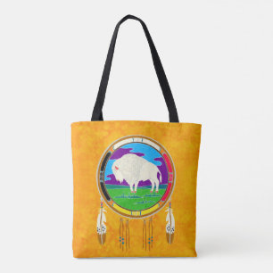White Buffalo Native American Canvas tas