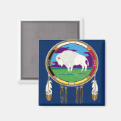 White Buffalo Native American Carré Magnet (Recto/Verso)