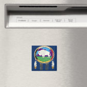 White Buffalo Native American Carré Magnet (In Situ (Lave-vaisselle))