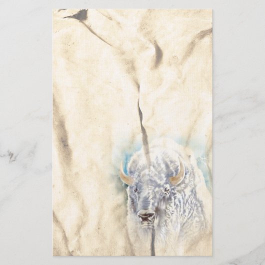 White Buffalo Native American Stationery Briefpapier (Voorkant)