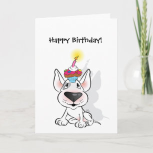 White Bull Terrier Bonne Carte de voeux d'annivers