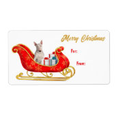 White Bull Terrier Dog kerstkledij Label (Voorkant)