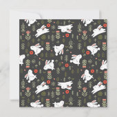 White Bunnies & Spring Flowers Easter Kaart (Achterkant)