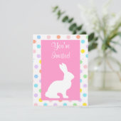White Bunny and Stippen Easter Kaart (Staand voorkant)