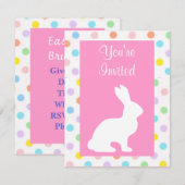 White Bunny and Stippen Easter Kaart (Voorkant / Achterkant)