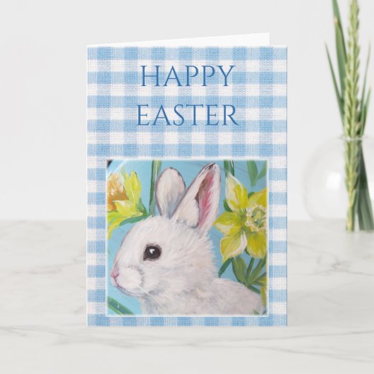 White Bunny Blank Easter Card Kaart (Voorkant)