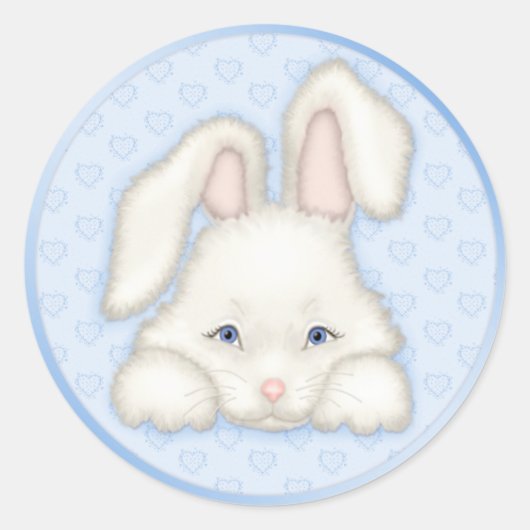 White Bunny - Blauw Ronde Sticker (Voorkant)