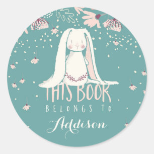 White Bunny & Bloemen Dit boek behoort toe aan Ronde Sticker