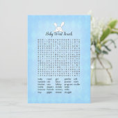 White Bunny Blue Argyle Baby Word Search Game Kaart (Staand voorkant)