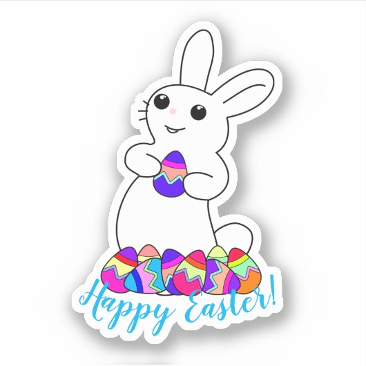 White Bunny Easter Sticker (Voorkant)