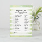 White Bunny Green Baby Snoep Baby shower Game Kaart (Staand voorkant)