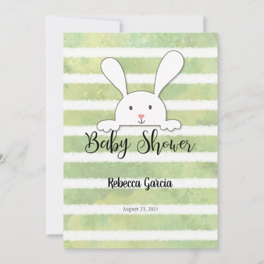 White Bunny Green Baby Snoep Baby shower Game Kaart (Achterkant)