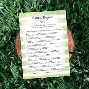 White Bunny Green Nursery Rhymes Quiz Game Kaart