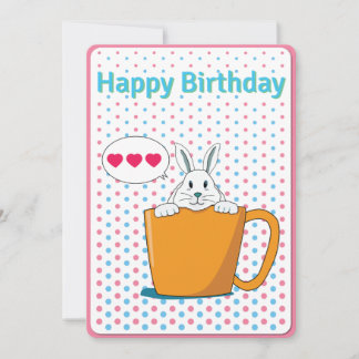 White bunny Happy Birthday-kaart Feestdagenkaart