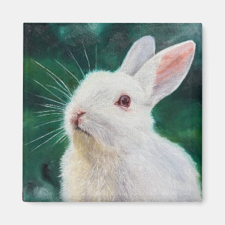 White Bunny Magnet Magneet