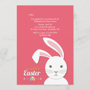 White Bunny Pasen Uitnodiging