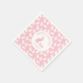 White Bunny Pattern On Blush Pink Cute Easter Servet (Hoek)