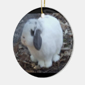 White Bunny Rabbit Happy Pasen Keramisch Ornament (Links)