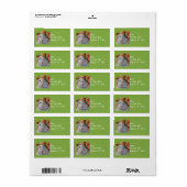 White Bunny Rabbit in Spring Bonnet Waterverf Art Etiket (Full Sheet)